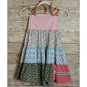 MATILDA JANE SERENDIPITY FLORAL TEXTURED BOHO FOLK TIERED ELLIE DRESS SIZE 8